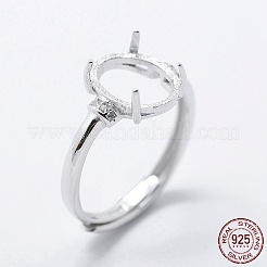 Anti-Tarnish Rhodium Plated 925 Sterling Silver Finger Ring Components&nbsp;STER-G027-05P