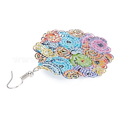 Spray Painted Stainless Steel Flower Dangle Earrings&nbsp;EJEW-I256-16P