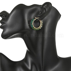 Dyed Natural Malaysia Jade Rondelle Bead & 201 Stainless Steel Hoop Earrings&nbsp;EJEW-JE07415-01
