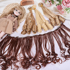 4Pcs 4 Colors High Temperature Fiber Long Flat Curly Hairstyle Doll Wig Hair&nbsp;DOLL-GL0001-04C