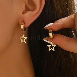 Stainless Steel Hollow Star Hoop Earrings&nbsp;LY6025