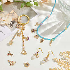 16Pcs 16 Styles Brass Micro Pave Cubic Zirconia Pendants&nbsp;KK-PH0013-35