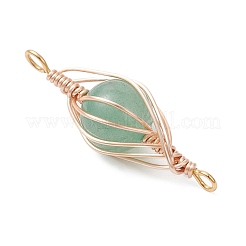 4Pcs 4 Styles Round Natural Tiger Eye & Rose Quartz & Amethyst & Green Aventurine Horse Eye Connector Charms&nbsp;PALLOY-TA00367