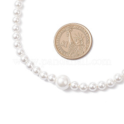 Shell Pearl Round Beaded Necklaces & Stud Dangle Earrings Sets for Women&nbsp;SJEW-JS01349