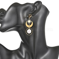 Natural Keshi Pearl & Brass Link Connectors Stud Dangle Earring&nbsp;EJEW-JE07457