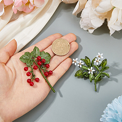 2Pcs 2 Styles Flower Enamel Pins&nbsp;JEWB-FH0002-89
