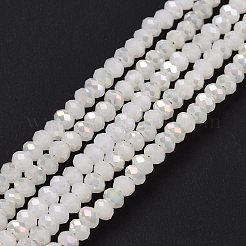 Half Plated Faceted Rondelle Electroplate Imitation Jade Glass Bead Strands&nbsp;X-EGLA-D020-3x2mm-05