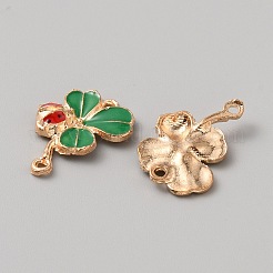 Ladybug Clover Alloy Enamel Connector Charms&nbsp;FIND-WH0139-330A-01KCG