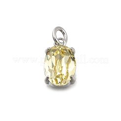 Oval Brass with Glass Charms&nbsp;KK-G525-08P