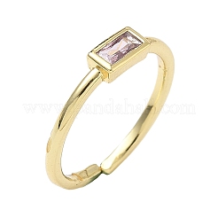 Rectangle Brass with Glass Cuff Rings for Women&nbsp;RJEW-Z111-05G