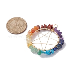Chakra Gemstone Chips Copper Wire Wrapped Big Pendants&nbsp;PALLOY-JF02553-02