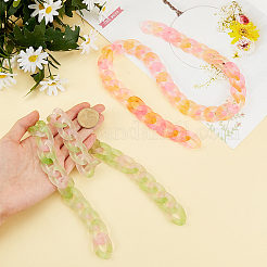 2 Strands 2 Colors Handmade Transparent Acrylic Curb Chains&nbsp;FIND-WR0002-26B