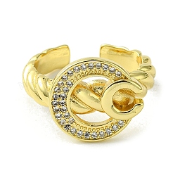 Brass Micro Pave Cubic Zirconia Open Cuff Rings&nbsp;RJEW-K256-29G