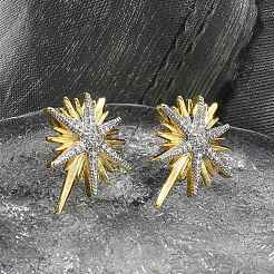 Brass Micro Pave Clear Cubic Zirconia Stud Earrings&nbsp;KK-B124-13PG
