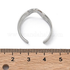 304 Stainless Steel Triple Wave Cuff Open Rings for Women&nbsp;RJEW-A095-02P