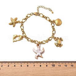 Ocean Theme 304 Stainless Steel Charm Bracelets for Women&nbsp;BJEW-Z142-01G