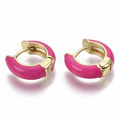 Brass Huggie Hoop Earrings&nbsp;EJEW-S209-01D