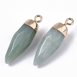 Top Golden Plated Natural Aventurine Pointed Pendants&nbsp;G-S359-078B