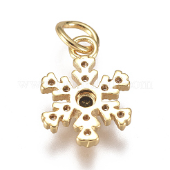 Christmas Brass Micro Pave Cubic Zirconia Charms&nbsp;ZIRC-F111-02G