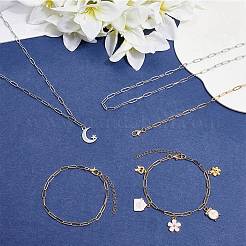 304 Stainless Steel Paperclip Chains Necklaces & Bracelet Jewelry Sets&nbsp;SJEW-SC0001-07