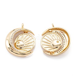 Brass Micro Pave Clear Cubic Zirconia Beads Pendants&nbsp;ZIRC-M114-04G