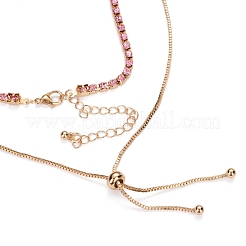 Alloy Rhinestone Pendant Necklaces & Adjustable Slider Necklaces Sets&nbsp;NJEW-Z012-03RG