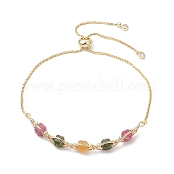 Natural Multicolor Tourmaline Cube Beads Slider Bracelets&nbsp;BJEW-JB13345-01