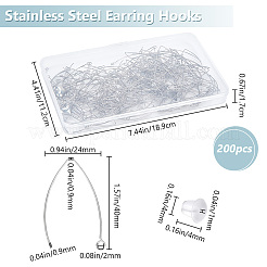 200Pcs 304 Stainless Steel Earring Hooks&nbsp;STAS-BBC0004-46