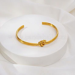 Geometric C-Shaped Double Layer Adjustable 304 Stainless Steel Twisted Knot Cuff Bangles for Women&nbsp;FB2963