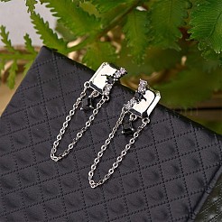 Rhinestone Rhombus with Chain Tassel Dangle Stud Earrings&nbsp;JE1032A