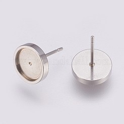 Non-Tarnish 201 Stainless Steel Stud Earring Settings&nbsp;STAS-I088-F-02P