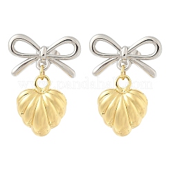 Brass Two Tone Dangle Stud Earrings&nbsp;EJEW-Z119-01GP