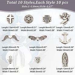 100Pcs 10 Styles Tibetan Style Alloy Beads&nbsp;FIND-AR0004-16