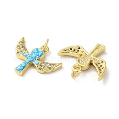 Brass Micro Pave Clear Cubic Zirconia Pendants&nbsp;KK-C045-15G