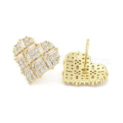 Rack Plating Brass Micro Pave Clear Cubic Zirconia Stud Earrings&nbsp;EJEW-M260-12G