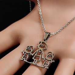 Mother's Day Mom with Two Boy 201 Stainless Steel Pendant Necklaces&nbsp;FS-WG5FFA9-01