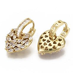 Brass Micro Pave Cubic Zirconia Dangle Huggie Hoop Earrings&nbsp;EJEW-S201-216G-NF