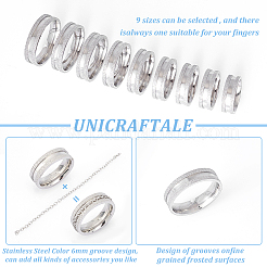 18Pcs 9 Size 201 Stainless Steel Grooved Finger Ring for Men Women&nbsp;STAS-UN0045-60B-P