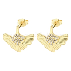 Brass Micro Pave Clear Cubic Zirconia Stud Earrings&nbsp;EJEW-D351-10G