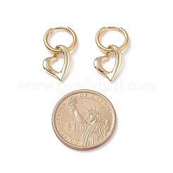2 Pairs 2 Colors Brass Heart Dangle Hoop Earrings&nbsp;EJEW-JE05066