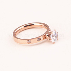 201 Stainless Steel Rhinestone Finger Rings for Women&nbsp;FS-WGA8964-04