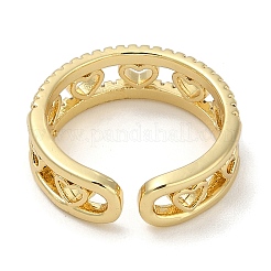 Rack Plating Brass Micro Pave Cubic Zirconia Cuff Finger Rings for Women&nbsp;RJEW-C114-11B-G