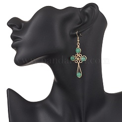 4 Pairs Brass Natural Gemstone Dangle Earrings&nbsp;EJEW-TA00728