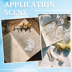 3Pcs 3 Styles Butterfly & Butterfly & Dragonfly Filigree Brass Bookmark with Chains&nbsp;AJEW-SC0002-93P