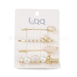 Conch/Starfish/Shell Shape Alloy Hair Bobby Pin Sets&nbsp;AJEW-A056-02E
