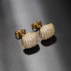 Brass Micro Pave Cubic Zirconia Stud Earrings&nbsp;EJEW-F418-15G