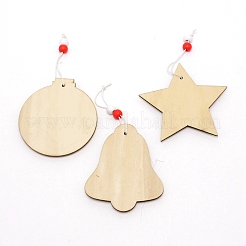 Christmas Themed Plywood with Hemp Rope Big Pendants&nbsp;WOOD-TAC0010-12