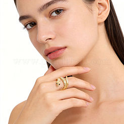 Adjustable 304 Stainless Steel Snake Shaped Cuff Open Rings for Women&nbsp;QO4432-1
