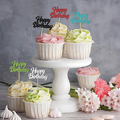 Paper & Glitter Sequins Cake Toppers with Bamboo Stick&nbsp;DIY-WH20087-002