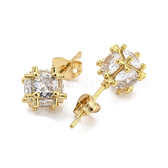 Brass Micro Pave Cubic Zirconia Ear Studs&nbsp;EJEW-P261-19G